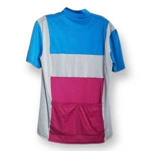 Vintage Bellwether Cycling Jersey Unisex Adult 1/4 Zip Short Sleeve Pink Blue XL